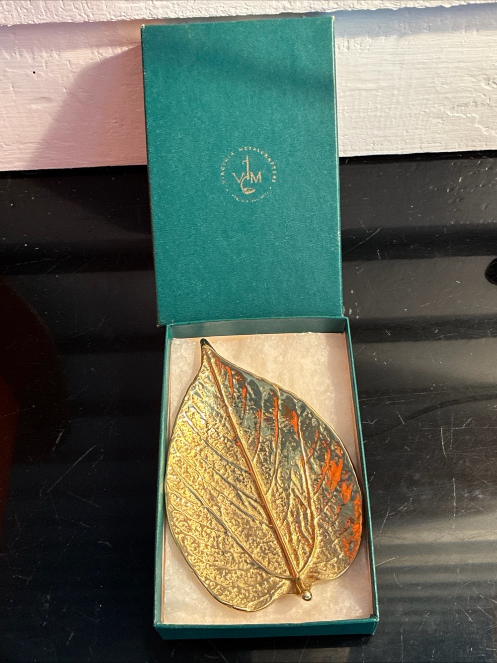 Virginia Metalcrafters Brass, Mulberry Leaf Trinket Dish, CW 3–27, NIB